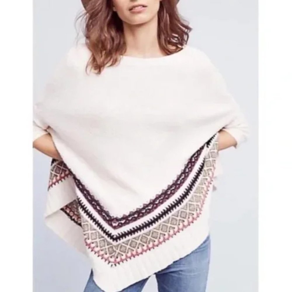 Anthropologie Sleeping on Snow Woodland Stroll Sweater Poncho